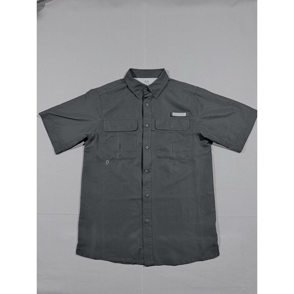 Realtree Fishing Men's Short Sleeve Button Down Shirt Black Size Small